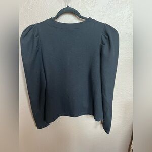 Who What Wear Black Puff Sleeve Sweatshirt